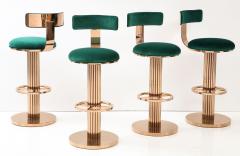 Set of Four Rose Gold and Emerald Barstools in the Design For Leisure Style - 2787512