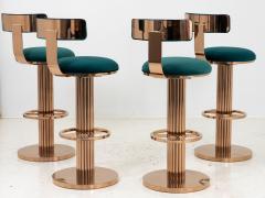 Set of Four Rose Gold and Emerald Barstools in the Design For Leisure Style - 2788639