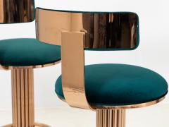 Set of Four Rose Gold and Emerald Barstools in the Design For Leisure Style - 2788640