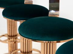 Set of Four Rose Gold and Emerald Barstools in the Design For Leisure Style - 2788643