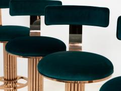 Set of Four Rose Gold and Emerald Barstools in the Design For Leisure Style - 2788644