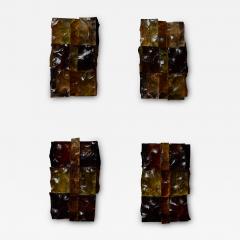 Set of Four Rough Edges Coloured Glass Wall Sconces - 3441102