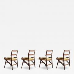 Set of Four Sculpted Walnut Dining Chairs Italy 1970s - 4401782