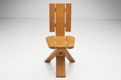 Set of Four Sculptural Oak Tripod Chairs by Eb nisterie Seltz France 1970s - 3131001