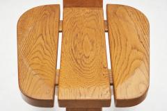 Set of Four Sculptural Oak Tripod Chairs by Eb nisterie Seltz France 1970s - 3131003