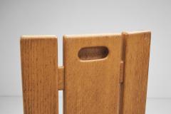Set of Four Sculptural Oak Tripod Chairs by Eb nisterie Seltz France 1970s - 3131004
