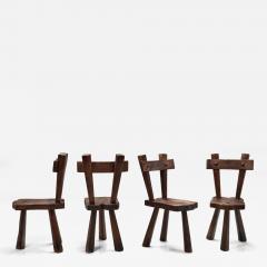 Set of Four Sculptural Pine Chairs Europe Mid 20th Century - 4714576