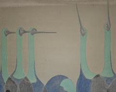 Set of Four Sliding Doors Fusuma Wading Cranes - 4340575