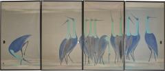 Set of Four Sliding Doors Fusuma Wading Cranes - 4344636