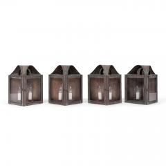 Set of Four Verdigris Green and Copper Wall Mounted Lanterns - 4475983