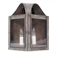 Set of Four Verdigris Green and Copper Wall Mounted Lanterns - 4475988