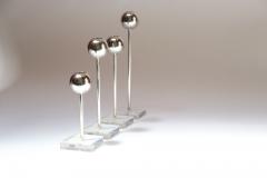 Set of Four Vintage Chrome Orb Candlesticks with Lucite Stems and Bases - 4453485