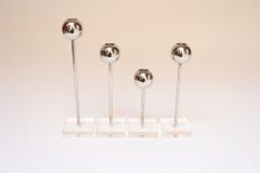 Set of Four Vintage Chrome Orb Candlesticks with Lucite Stems and Bases - 4453486