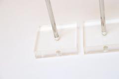 Set of Four Vintage Chrome Orb Candlesticks with Lucite Stems and Bases - 4453495