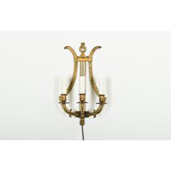 Set of Four Vintage French Brass Lyre Sconces - 3964300