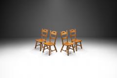 Set of Four Wooden Brutalist Dining Chairs Europe 20th Century - 4028669