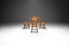 Set of Four Wooden Brutalist Dining Chairs Europe 20th Century - 4028670