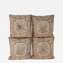 Set of French Victorian Beige Square Aubusson Bird Pillows - 4263183