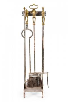 Set of French Victorian Style Iron and Brass Scroll Design Fire Tools - 4664350