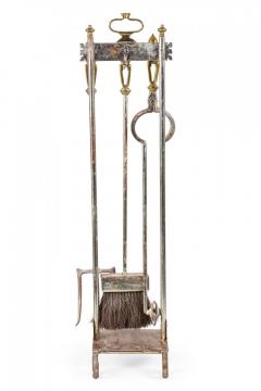 Set of French Victorian Style Iron and Brass Scroll Design Fire Tools - 4664352