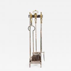 Set of French Victorian Style Iron and Brass Scroll Design Fire Tools - 4692578