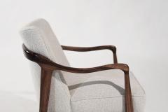 Set of Gio Ponti Style Sculpted Walnut Lounge Chairs C 1950s - 3771337