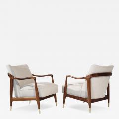 Set of Gio Ponti Style Sculpted Walnut Lounge Chairs C 1950s - 3771895