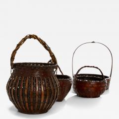 Set of Ikebana Bamboo Baskets Maeda Chikub sai Meiji Period - 4747455