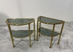 Set of Italian Brass and Smoked Glass Modular Side Tables 1970s - 4313525