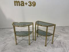Set of Italian Brass and Smoked Glass Modular Side Tables 1970s - 4313527