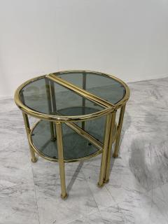 Set of Italian Brass and Smoked Glass Modular Side Tables 1970s - 4313528