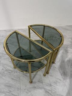Set of Italian Brass and Smoked Glass Modular Side Tables 1970s - 4313529
