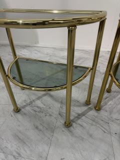 Set of Italian Brass and Smoked Glass Modular Side Tables 1970s - 4313530
