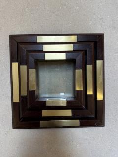 Set of Italian Wood and Brass Square Decorative Trays 1970s - 4524165