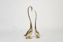 Set of Large Scale Vintage Brass Swan Sculptures C 1950s - 3968956