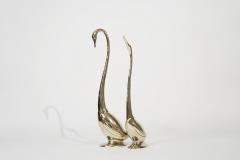 Set of Large Scale Vintage Brass Swan Sculptures C 1950s - 3968957