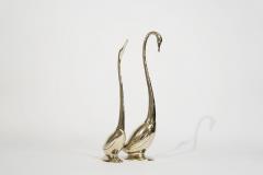 Set of Large Scale Vintage Brass Swan Sculptures C 1950s - 3968961