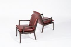 Set of Lounge Chairs by Ole Wanscher in Sangria Leather Denmark C 1960s - 3490524