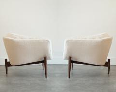 Set of MCM Walnut Tripod Lounge Chairs in Wool C 1950s - 4560444