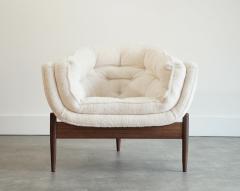 Set of MCM Walnut Tripod Lounge Chairs in Wool C 1950s - 4560445