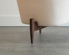 Set of MCM Walnut Tripod Lounge Chairs in Wool C 1950s - 4560448