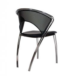 Set of Midcentury Italian Postmodern Black and Chrome Mesh Dining Chairs Set - 2427858
