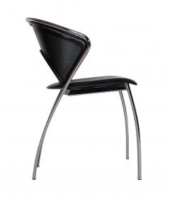 Set of Midcentury Italian Postmodern Black and Chrome Mesh Dining Chairs Set - 2427859