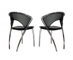 Set of Midcentury Italian Postmodern Black and Chrome Mesh Dining Chairs Set - 2427860