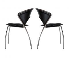 Set of Midcentury Italian Postmodern Black and Chrome Mesh Dining Chairs Set - 2427866