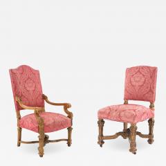 Set of Nine French Louis XIV Rose Upholstery Chairs - 1421166