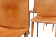 Set of Nine Full Leather Italian Cognac Dining Chairs - 457152