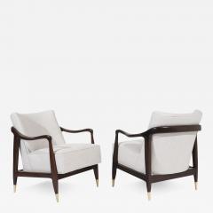 Set of Sculptural Walnut Lounge Chairs in the Style of Gio Ponti C 1950s - 3236279