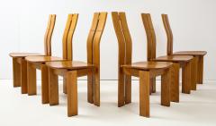 Set of Six 1970s Organic Modernist Italian Oak Dining Chairs - 2093408