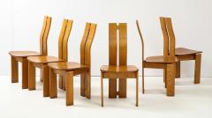 Set of Six 1970s Organic Modernist Italian Oak Dining Chairs - 2093417